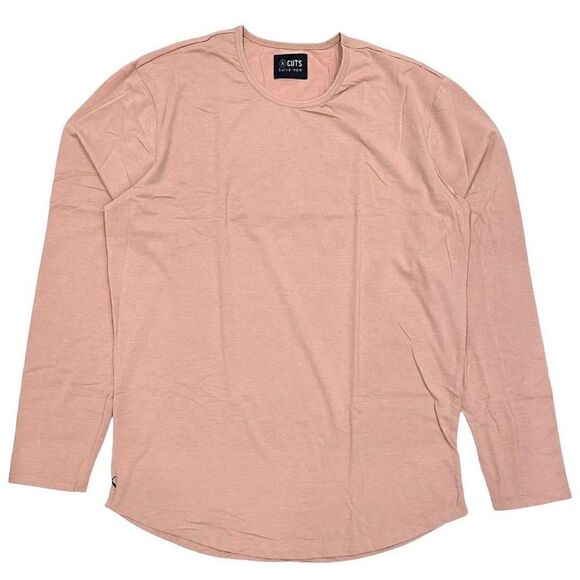 Cuts Clothing TShirt Men's XL Long Sleeve Curve-Hem Crew Neck Coral NWOT - Picture 1 of 6